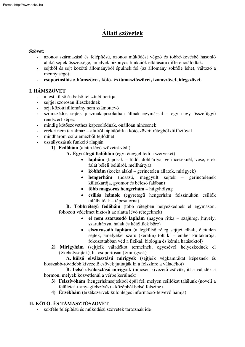 Állati szövetek