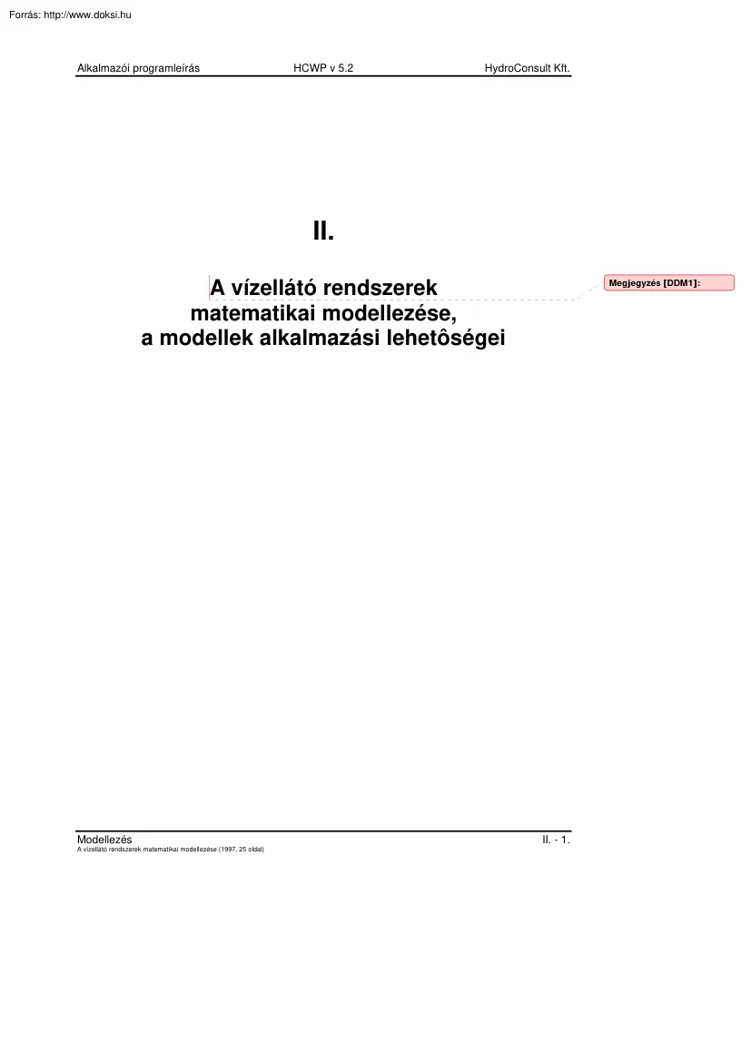 A vízellátó rendszerek matematikai modellezése