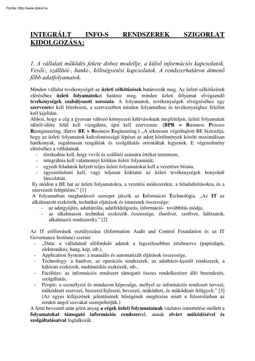Dombi Ágnes - Integrált informatikai rendszerek szigorlat kidolgozása