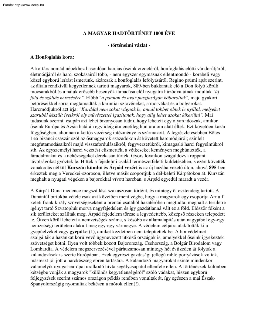 A magyar hadtörténet 1000 éve