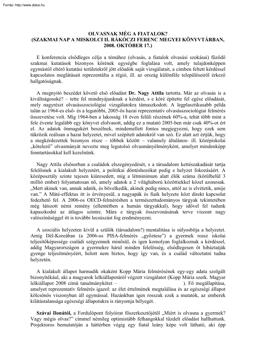 Tóth Béla - Olvasnak még a fiatalok