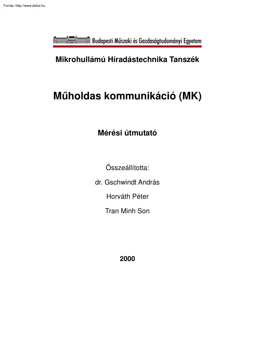 Dr. Gschwindt-Horváth - Műholdas kommunikáció