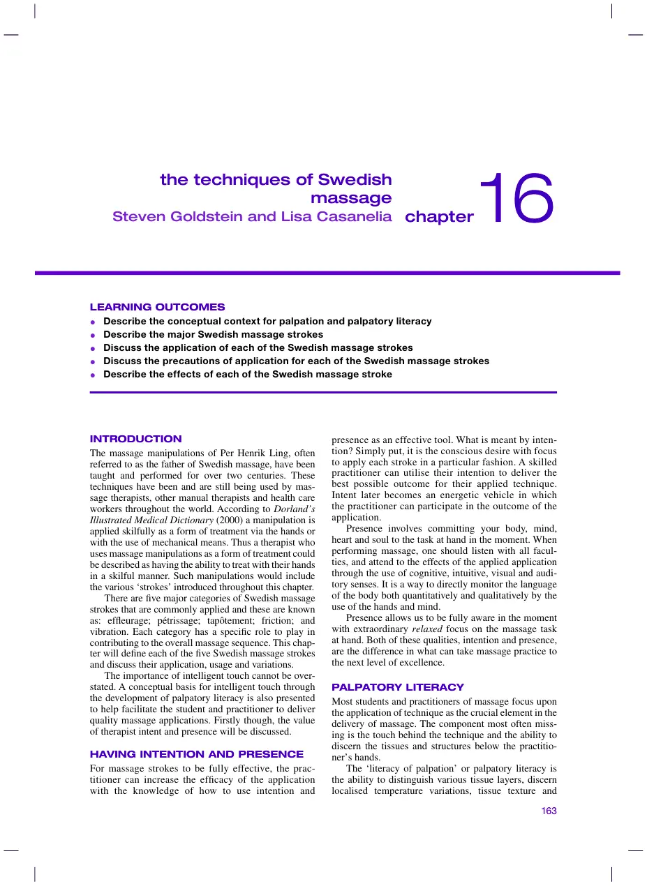 Goldstein-Casanelia - The Techniques of Swedish Massage