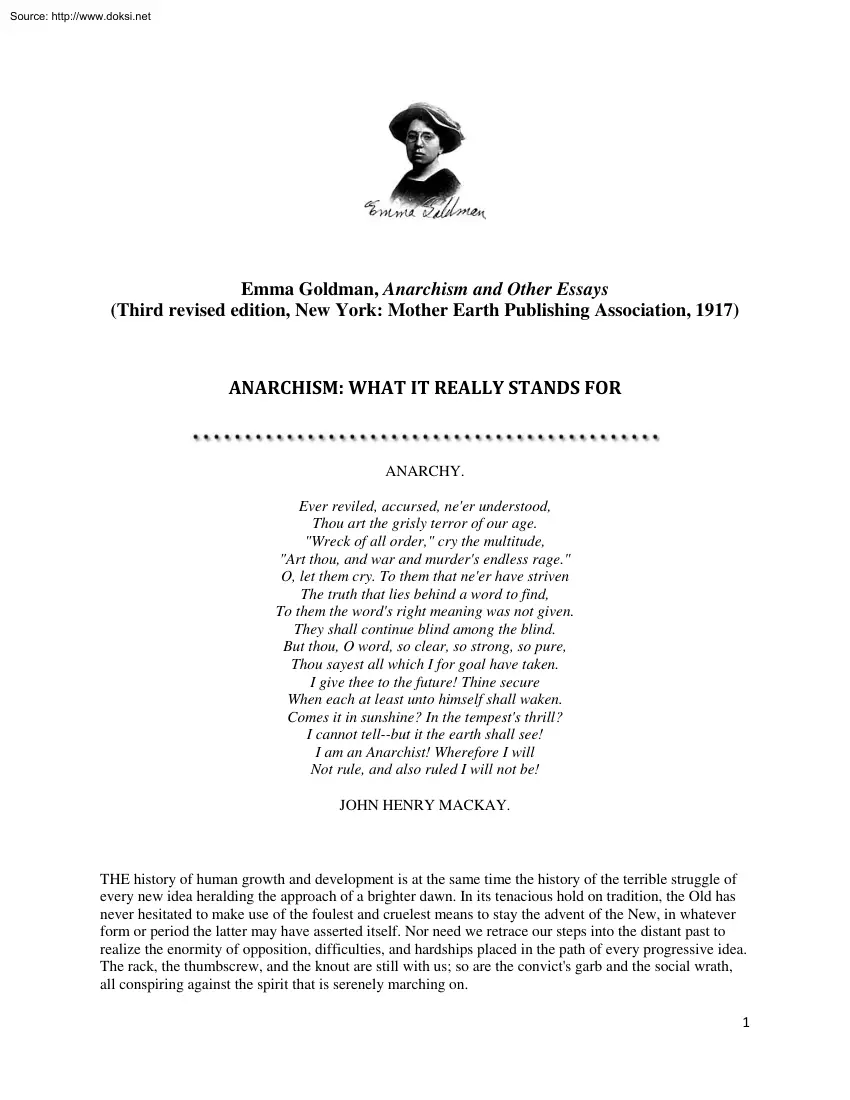 Emma Goldman - Anarchism and Other Essays