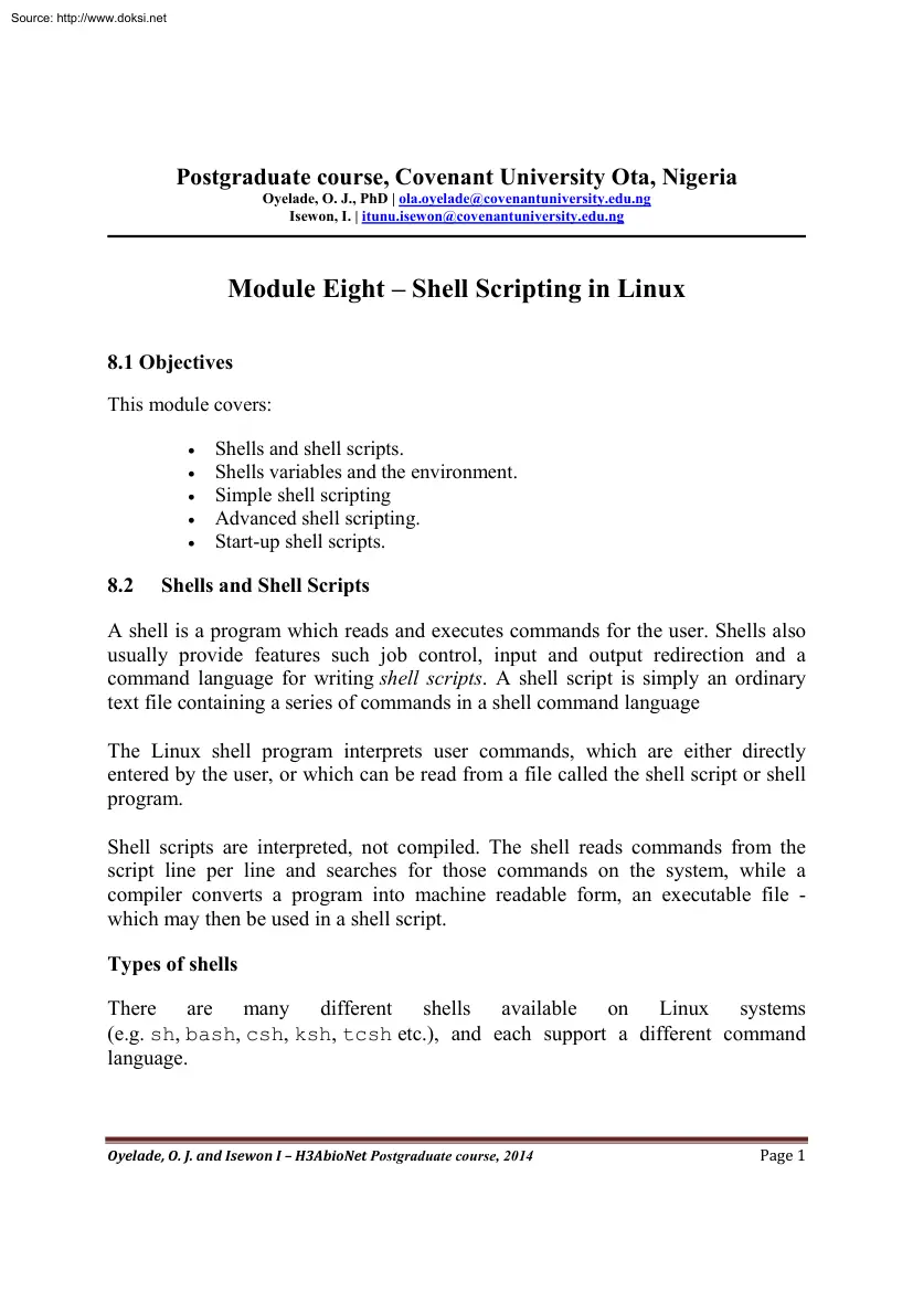 Oyelade-Isewon - Shell Scripting in Linux