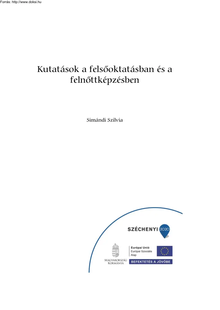 Simándi Szilvia - Kutatások a felsőoktatásban és a felnőttképzésben