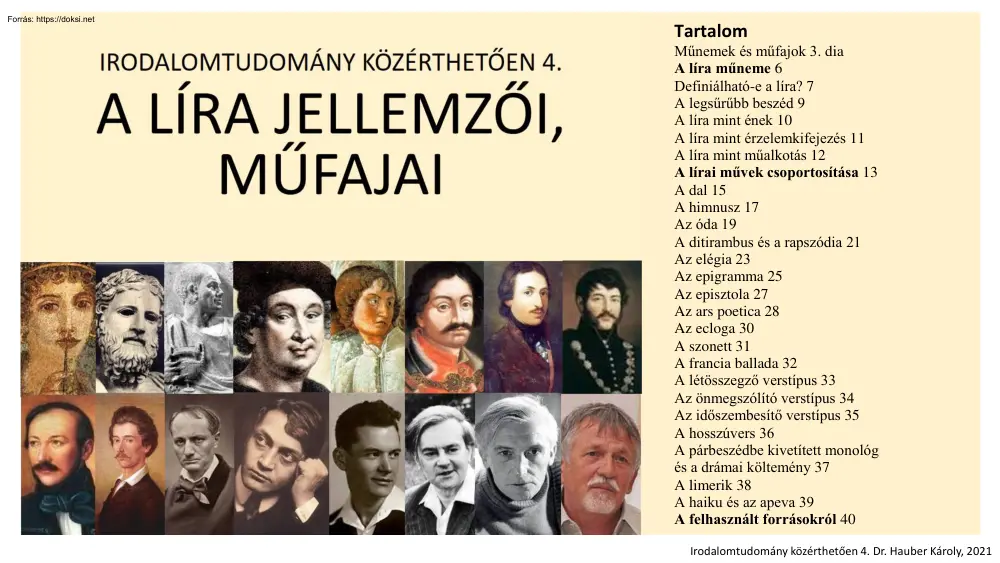 Irodalomtudomány közérthetően 4., A líra jellemzői, műfajai