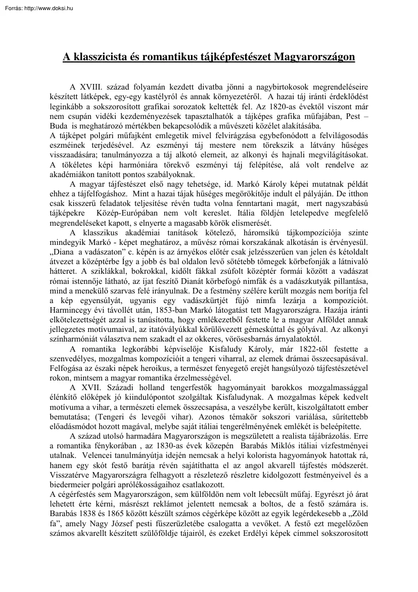 A klasszicista és romantikus tájképfestészet Magyarországon