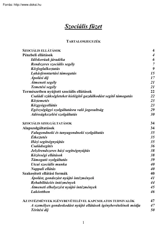 Szociális füzet