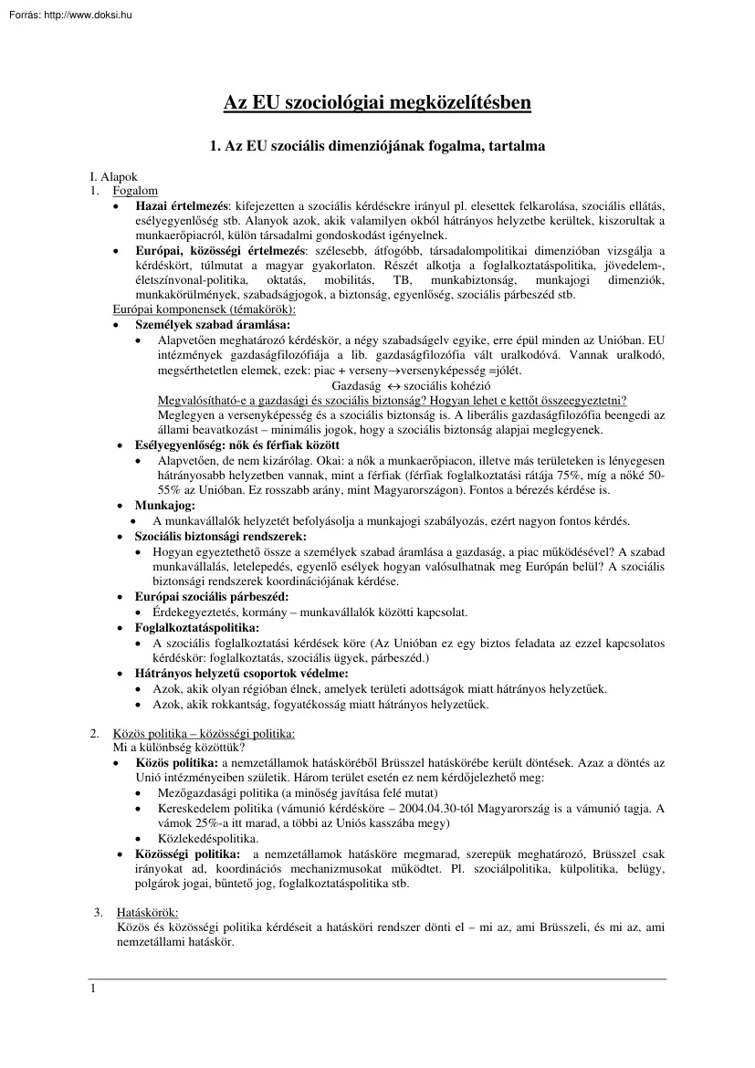 Az EU szociológiai megközelítésben