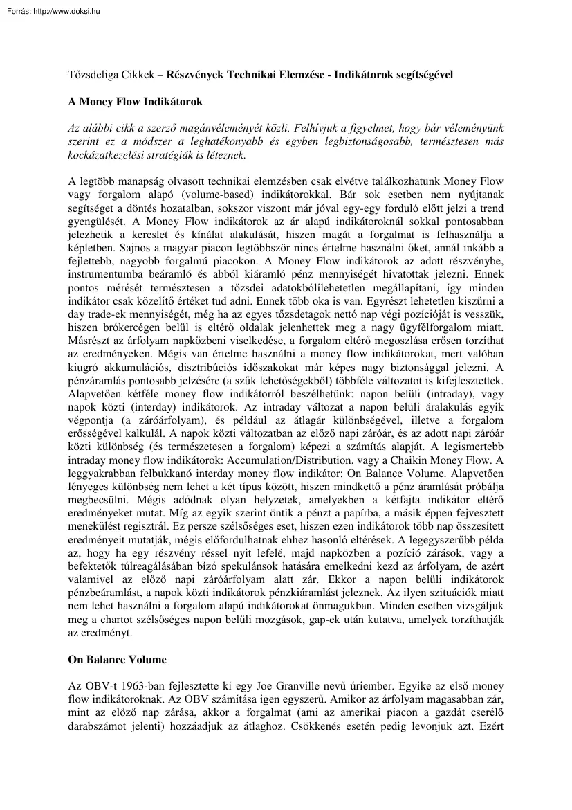 Faluvégi Balázs - Részvények technikai elemzése indikátorok segítségével