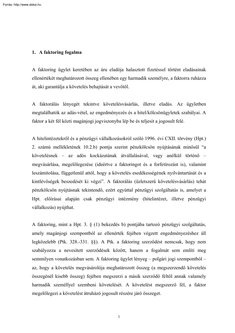 A faktoring fogalma