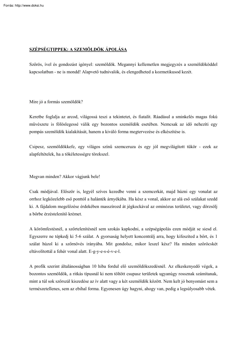 Szemöldök ápolása