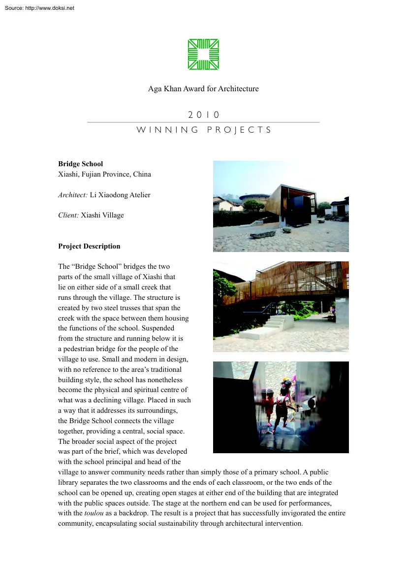 Aga Khan Award for Architecture, 2010 Winning Projects