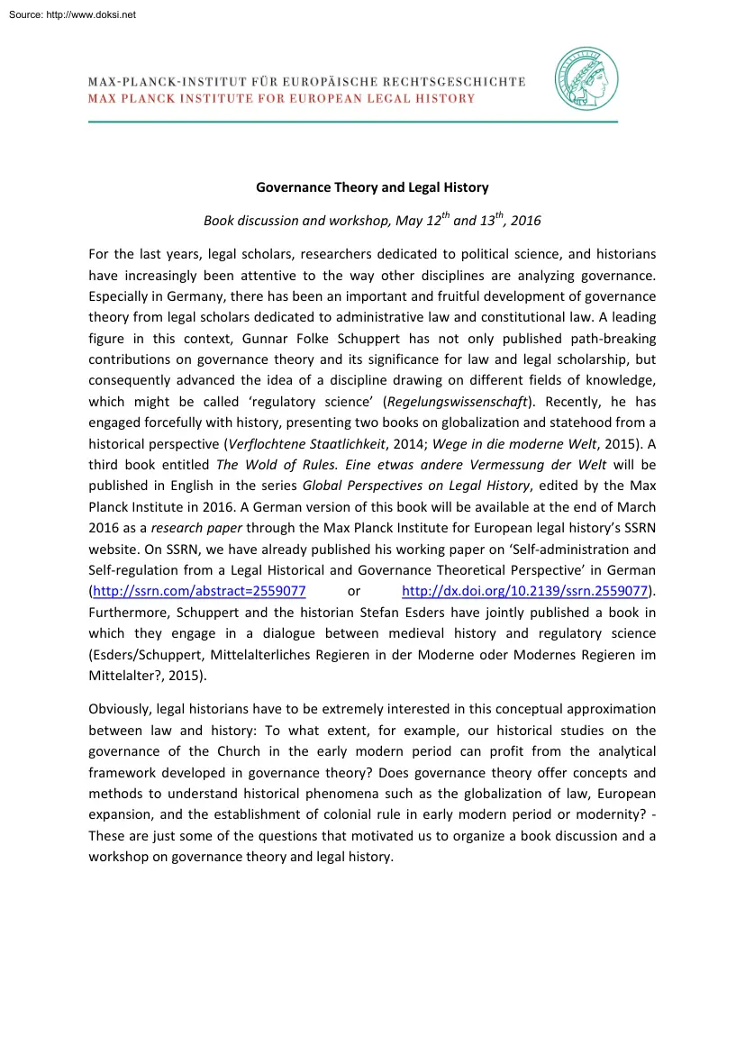 Governance Theory and Legal History