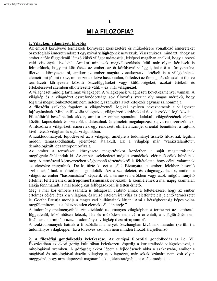Filozófia kollokvium tételek