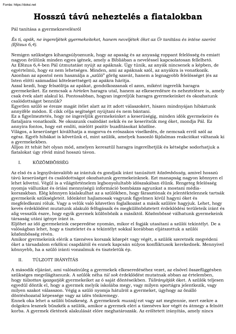 Chiciudean Miklós - Hosszú távú neheztelés a fiatalokban