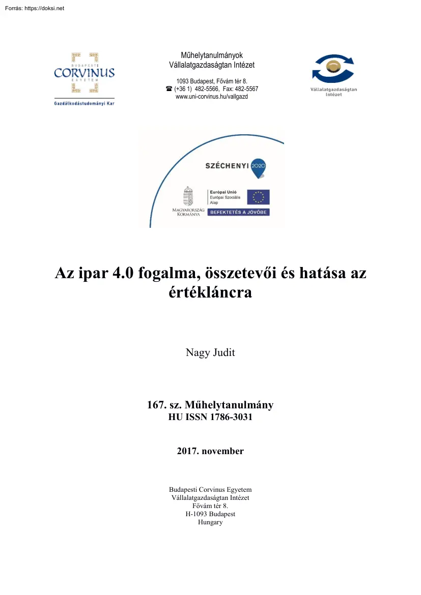 Nagy Judit - Az Ipar 4.0 fogalma, összetevői és hatása az értékláncra