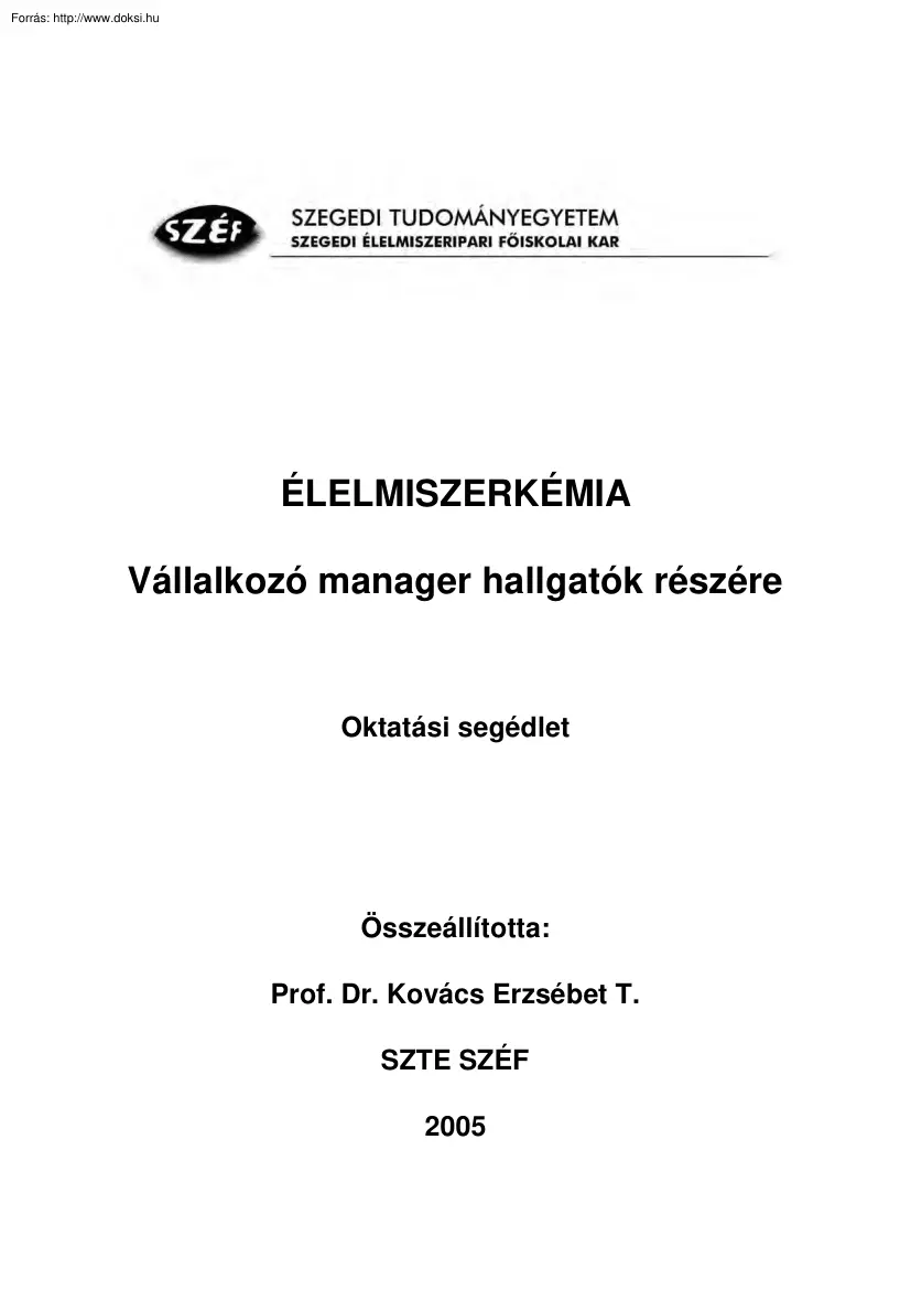 Dr. Kovács Erzsébet - Élelmiszerkémia