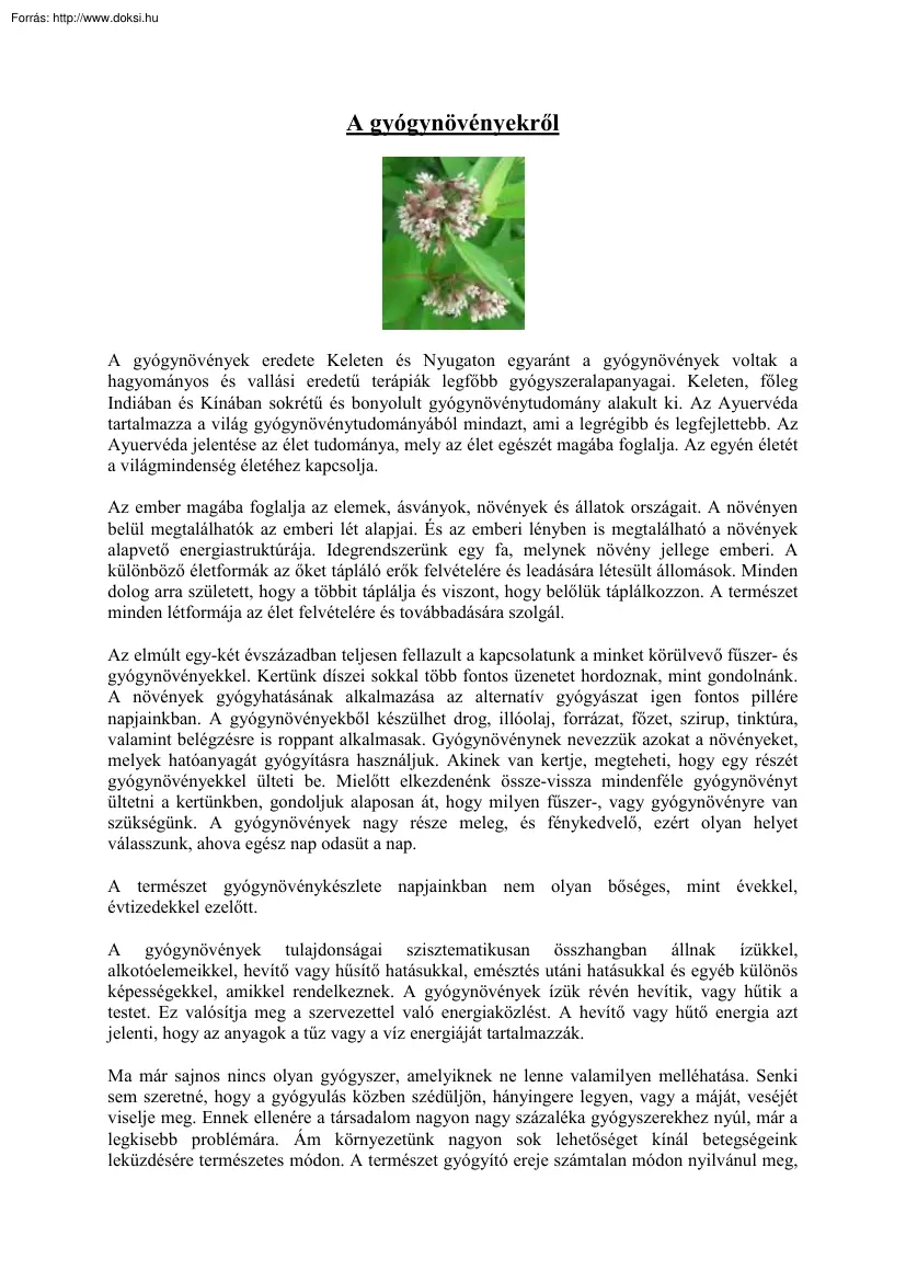 A gyógynövényekről