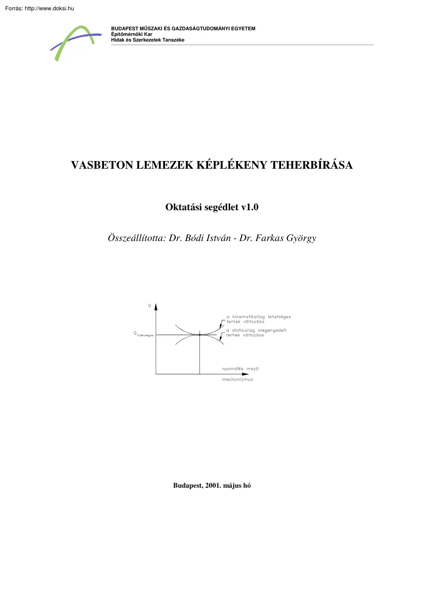 Dr. Bódi-Dr. Farkas - Vasbeton lemezek képlékeny teherbírása, oktatási segédlet