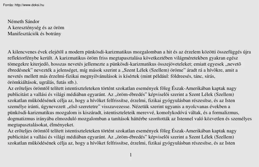 Németh Sándor - A kereszténység és az öröm