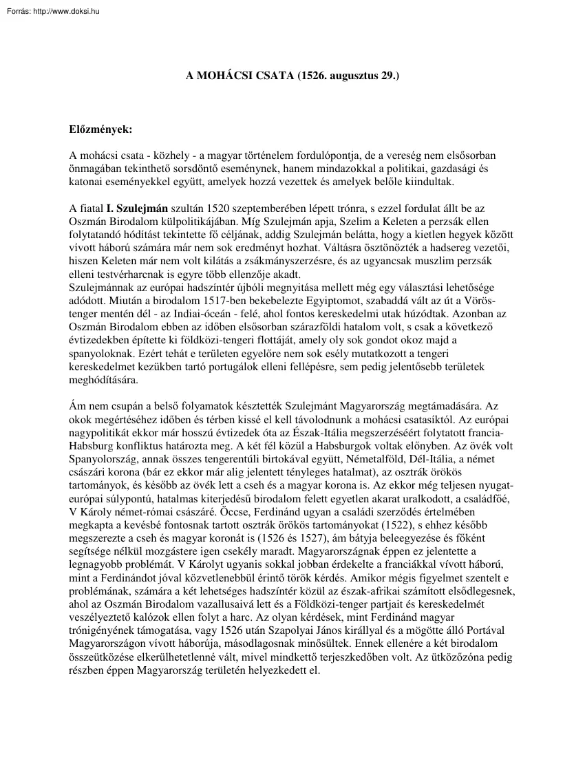 A mohácsi csatáról