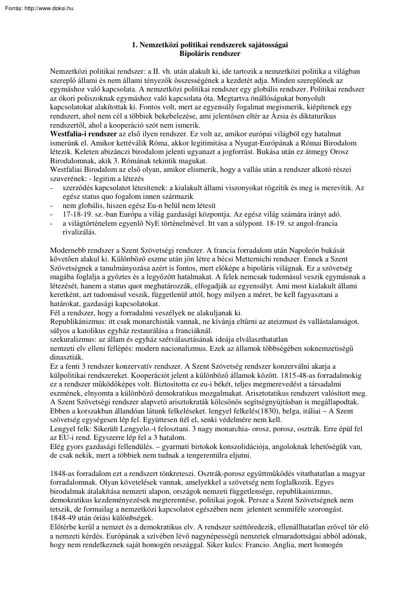 Nemzetközi politikai rendszerek