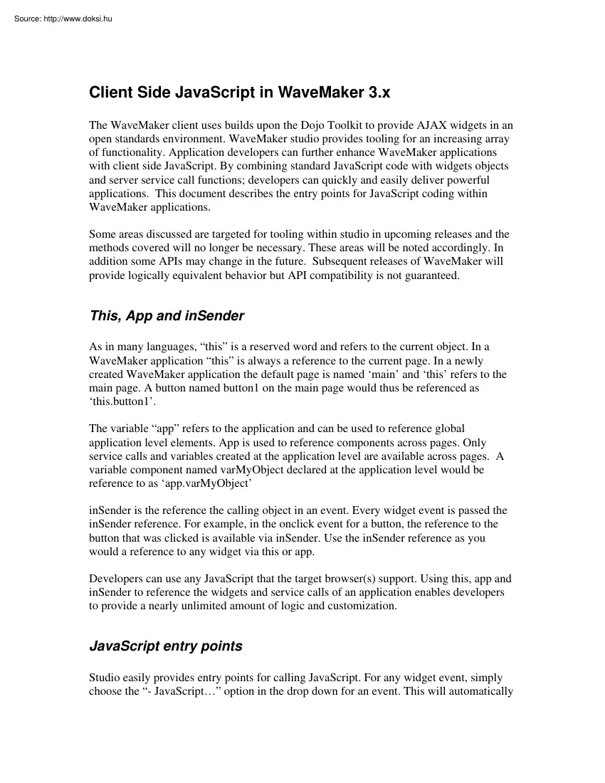 Client side JavaScript in WaveMaker