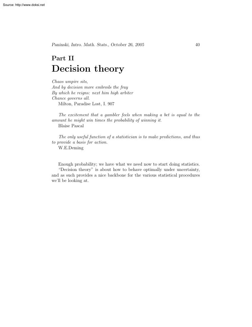 About Decision Theory