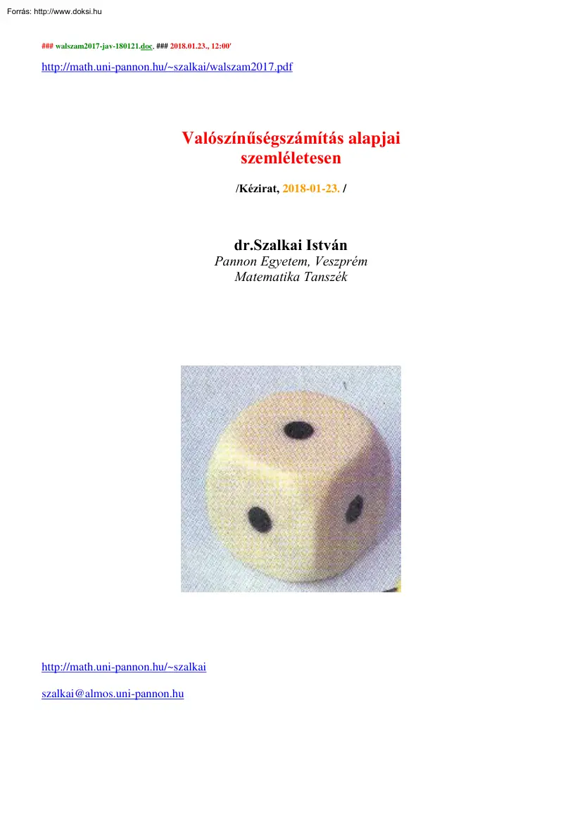 dr. Szalkai István - Valószínűségszámítás alapjai szemléletesen