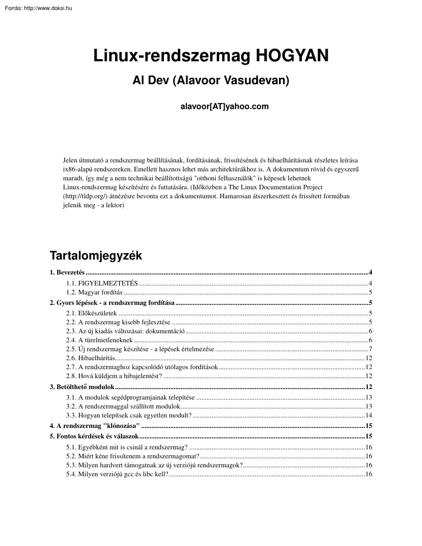 Alavoor Vasudevan - A Linux kernel
