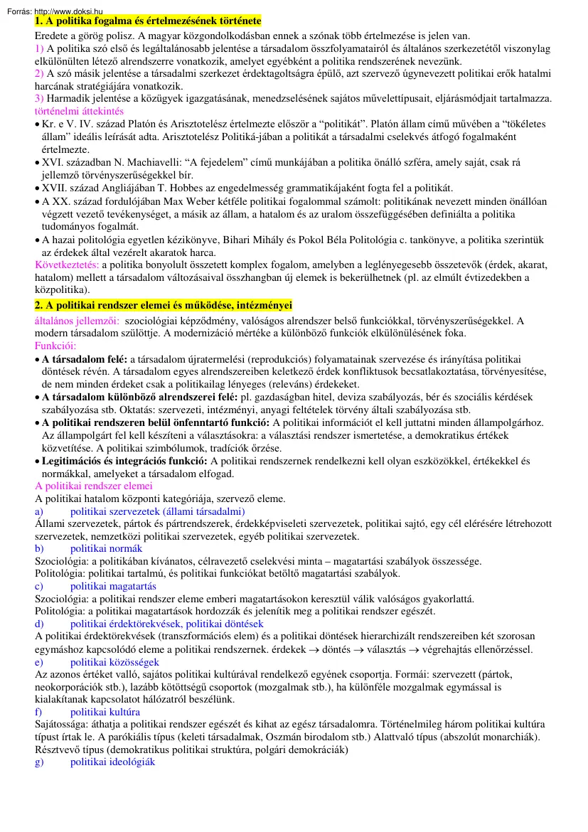 Politológia tételek, 2005