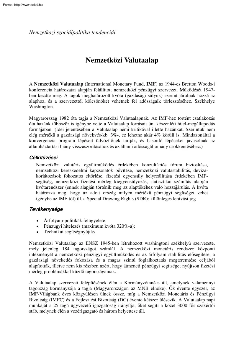 Czirják Attila - A Nemzetközi Valutaalap