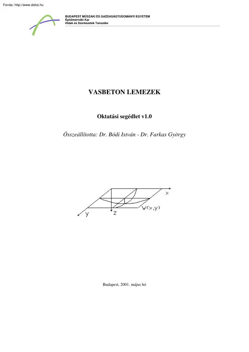 Dr. Bódi-Dr. Farkas - Vasbeton lemezek, oktatási segédlet