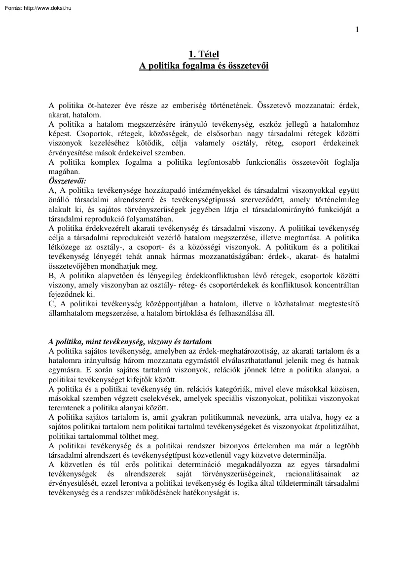 Politológia tételek, 2004