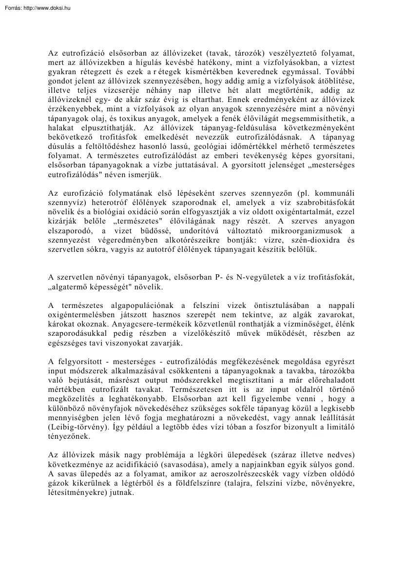 Az eutrofizáció
