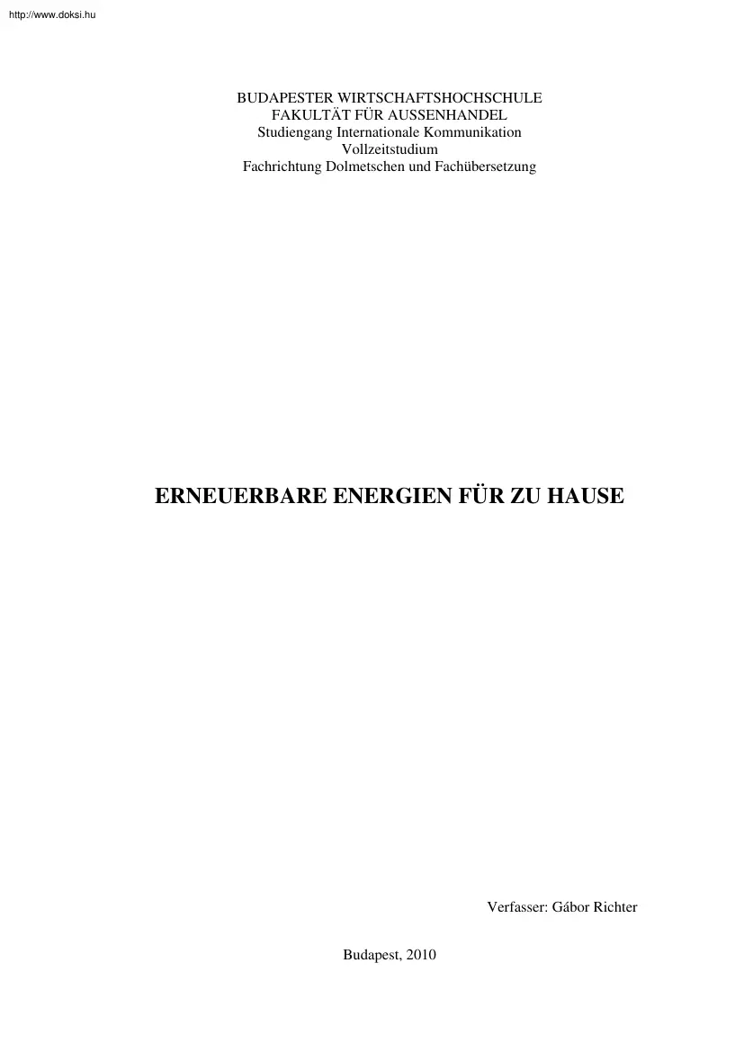 Gábor Richter - Erneuerbare energien für zu hause
