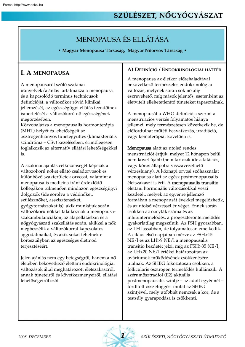 Menopausa és ellátása