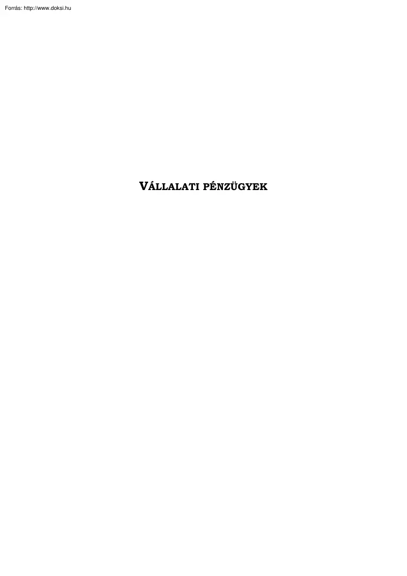Vállalati pénzügyek
