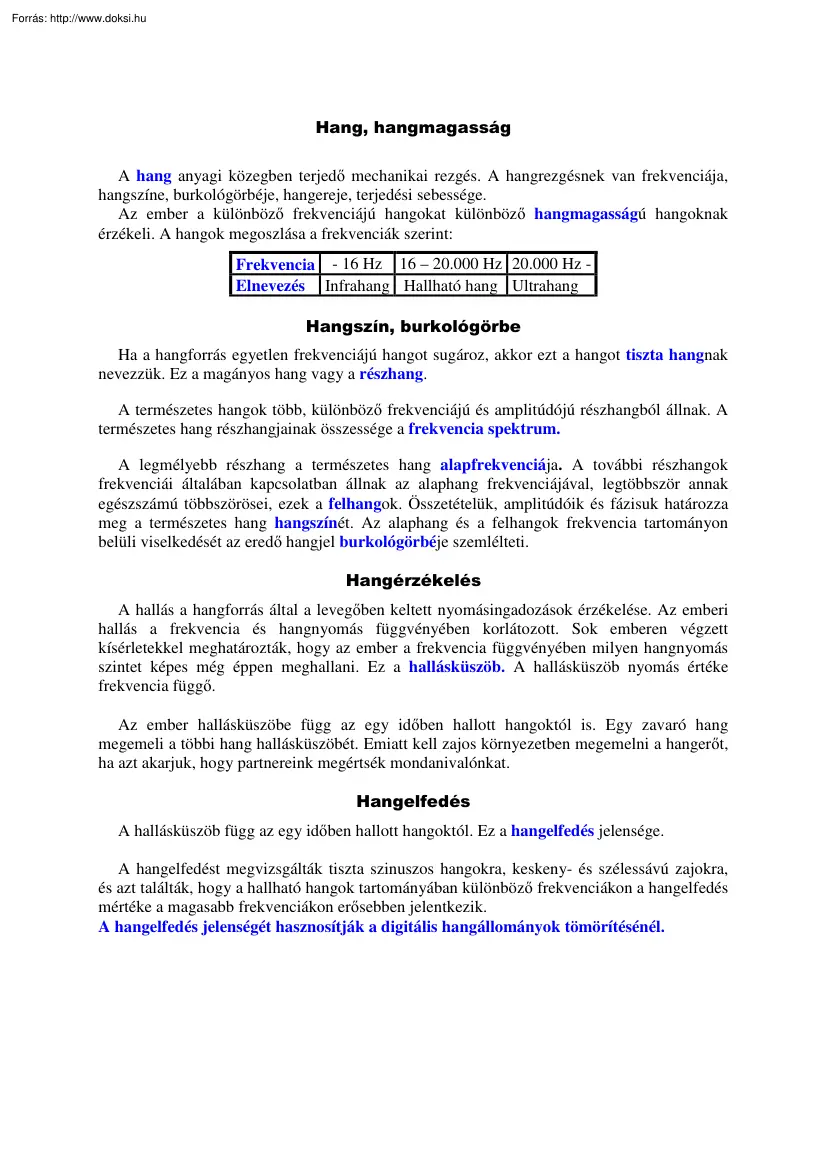 Hang, hangmagasság