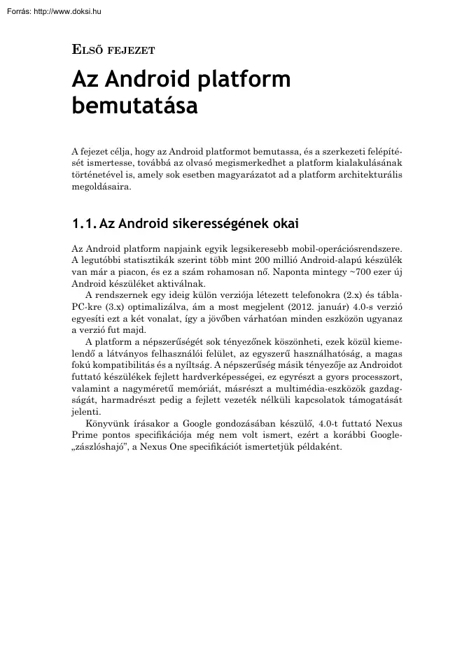Az Android platform bemutatása