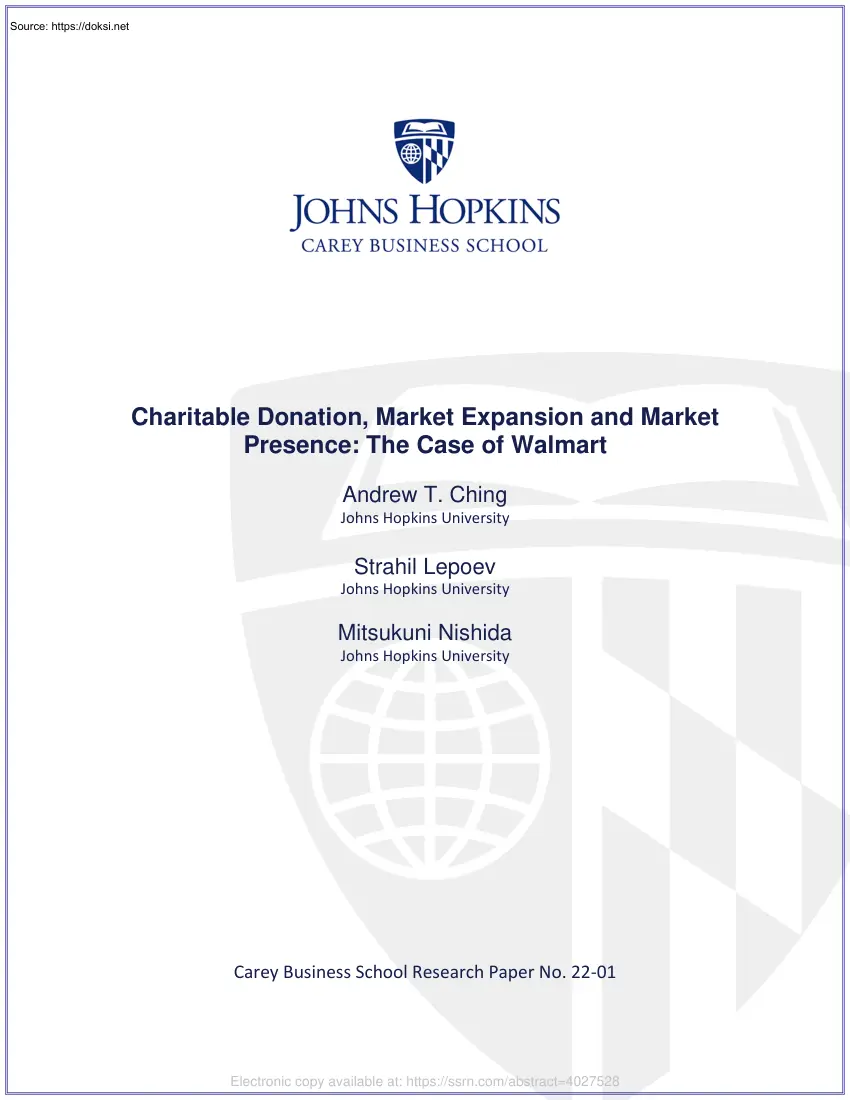 Andrew-Strahil-Mitsukuni - Charitable Donation, Market Expansion and Market Presence, The Case of
