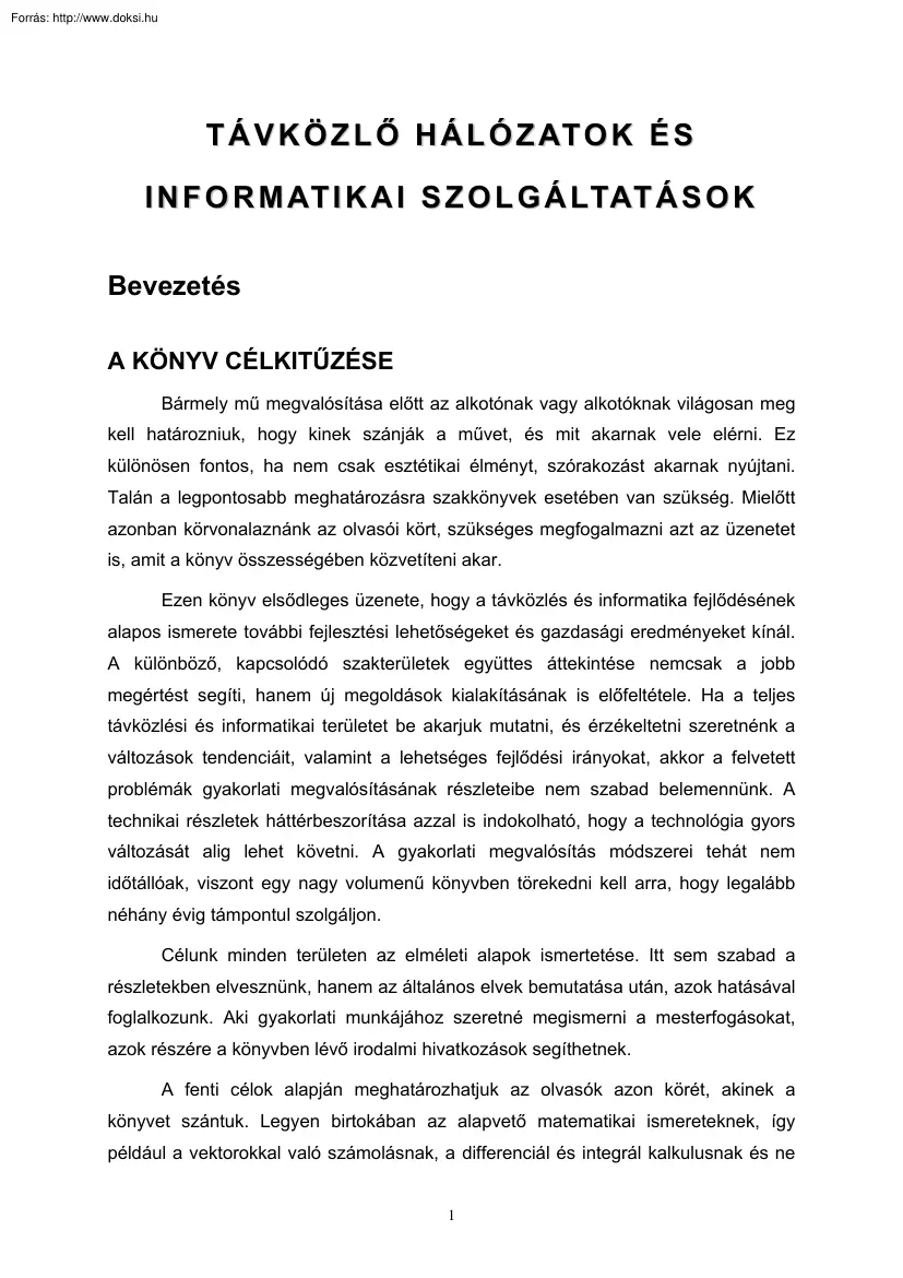 Távközlő Hálózatok és Informatikai Szolgáltatások