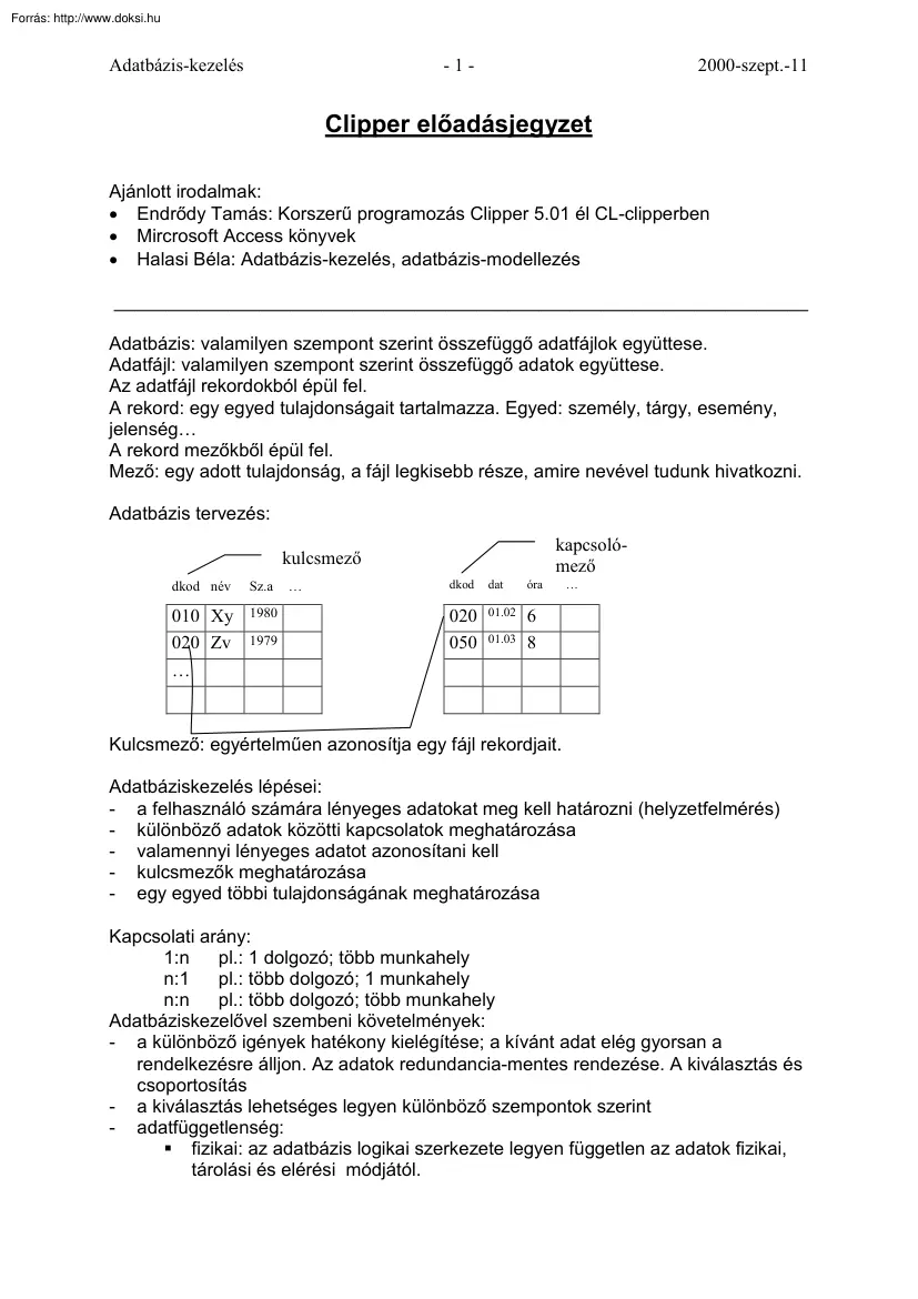 Clipper előadásjegyzet