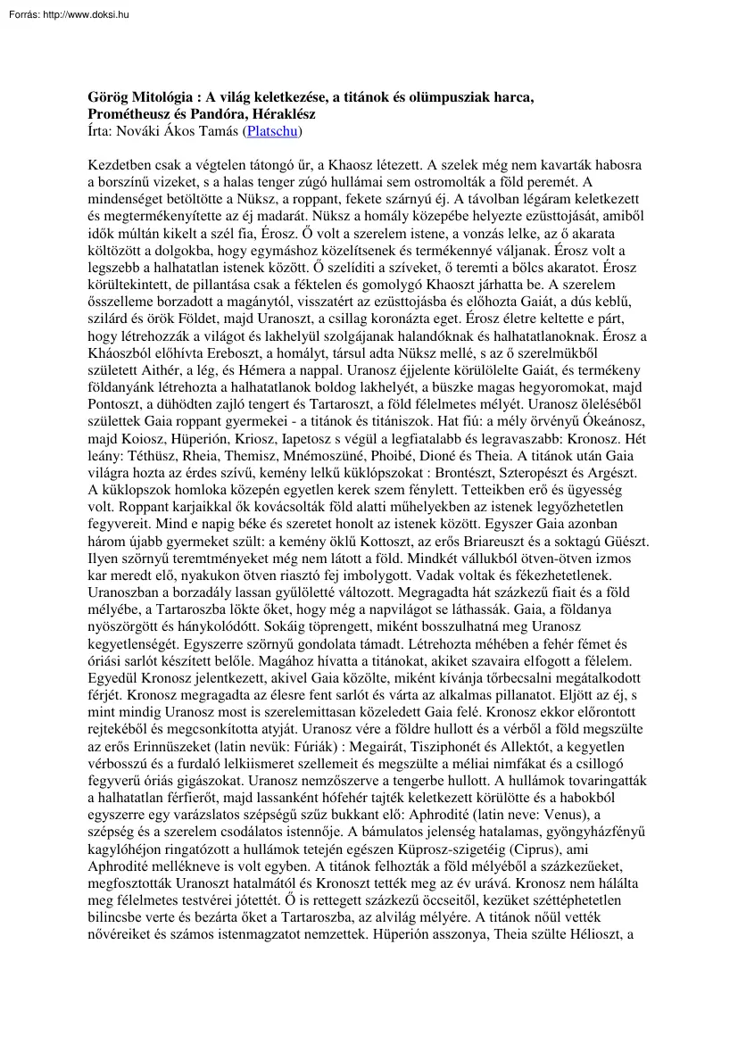 Nováki Ákos Tamás - Görög Mitológia