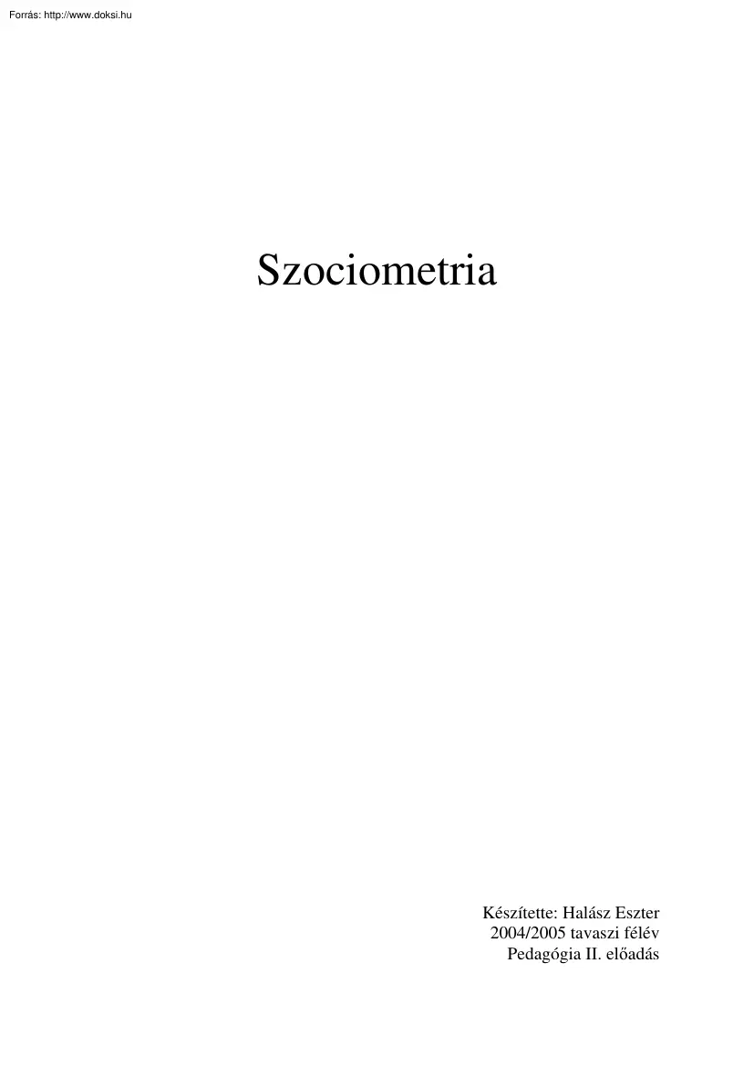 Halász Eszter - Szociometria