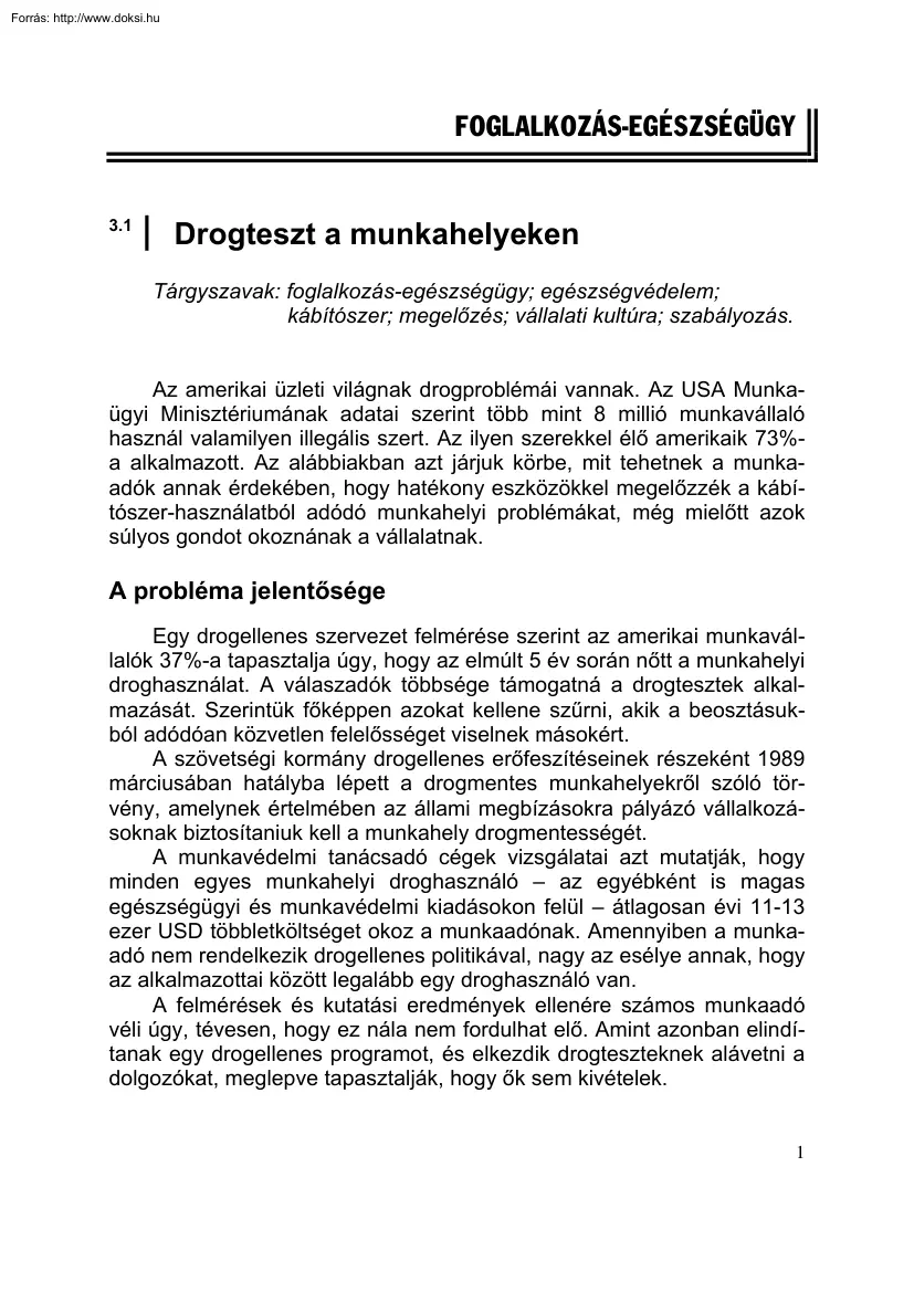Csépán Lilla - Drogteszt a munkahelyen