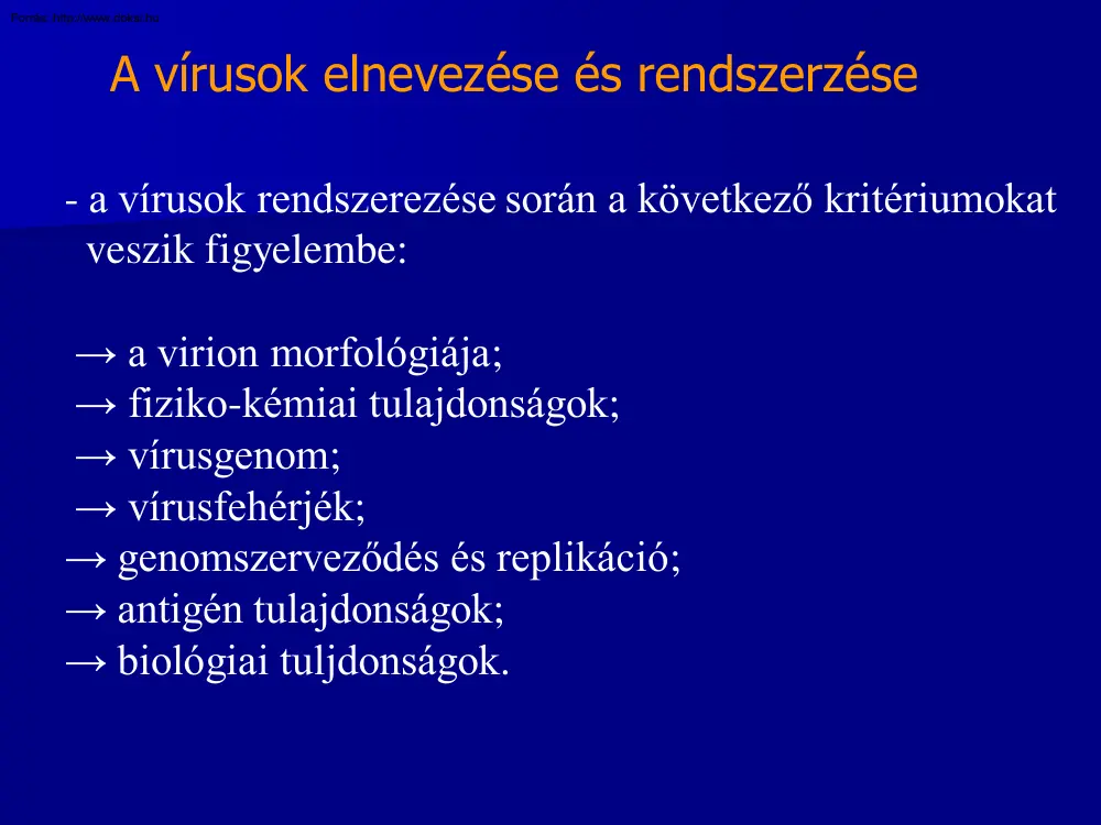 A vírusok elnevezése és rendszerzése