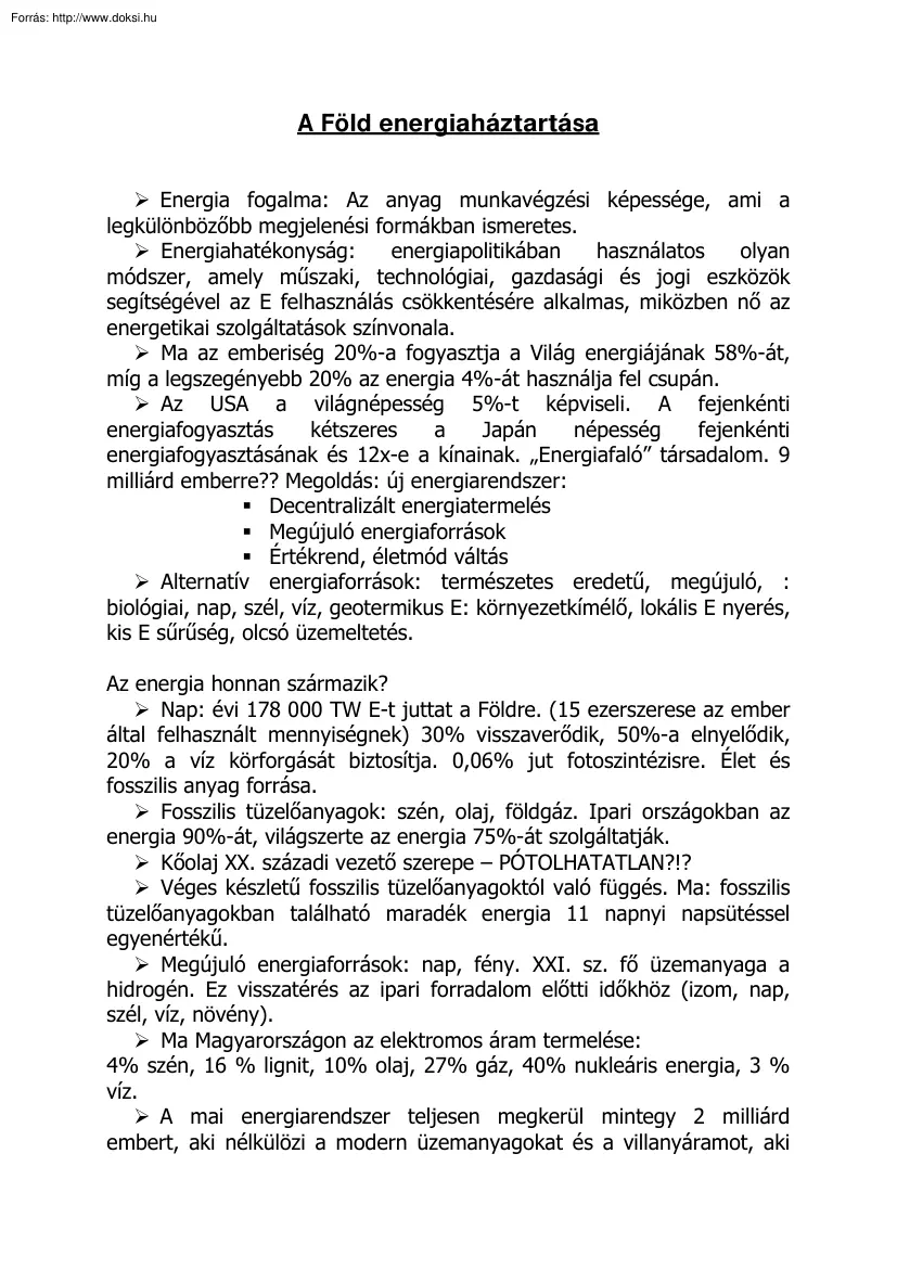 A Föld energiaháztartása
